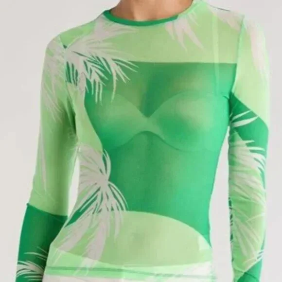 AFRM Los Angeles Sunny Long Sleeve Top Palm Dot NWT - (S) - Picture 2 of 6